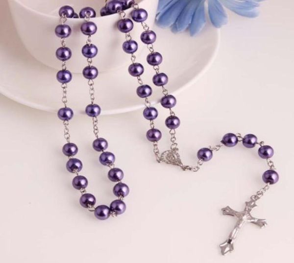 

wholeglass pearl catholic holy rosary beads christian gifts the cross necklace1963145, Golden;silver