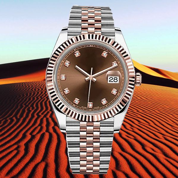 

watch 41mm automatic mechianical wristwatches jubilee strap sapphire glass movement mens watchs luminous stainless steel waterproof christma, Slivery;brown