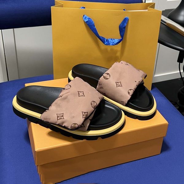 

designer pool pillow sandals couples slippers men women summer flat shoes fashion beach slippers slides adjustable strap 04, Black