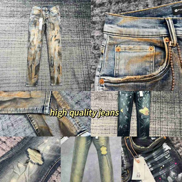 

man jeans designer purple skinny ripped biker slim straight pants stack fashion mens trend brand vintage pant dur4 8tgu, Blue