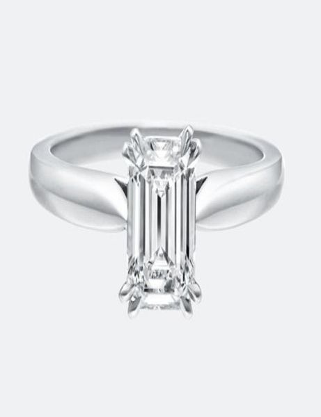 

classic emerald cut moissanite diamond single stone setting 9k14k18k white gold certified ring for women with a certificate7660669, Slivery;golden