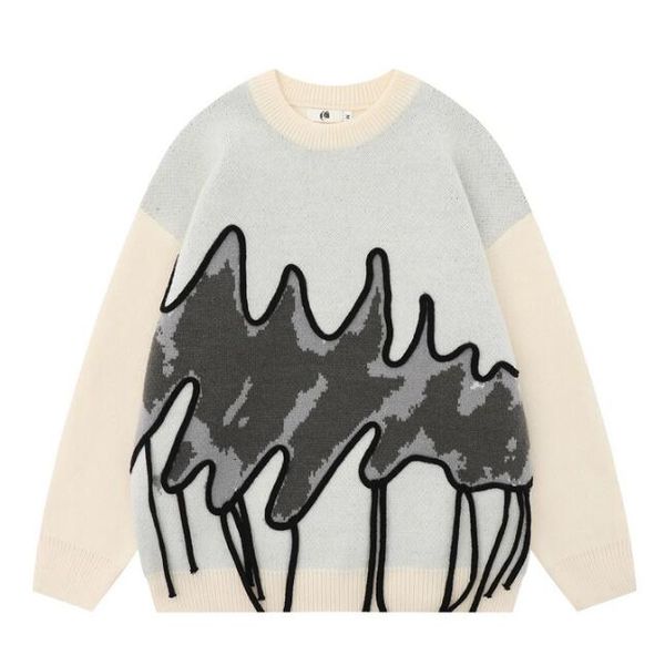 

sweater weaving contrast knitted shirt autumn and winter fashion loose casual round neck pullover