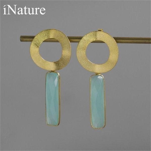 

inature 925 sterling silver fashion modern geometric natural stone drop earrings for women jewelry 2103127637698