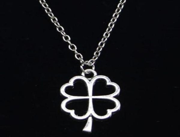 

20pcs new fashion necklace hollow lucky four leaf clover charms irish pendants necklace women men gift9468727, Silver