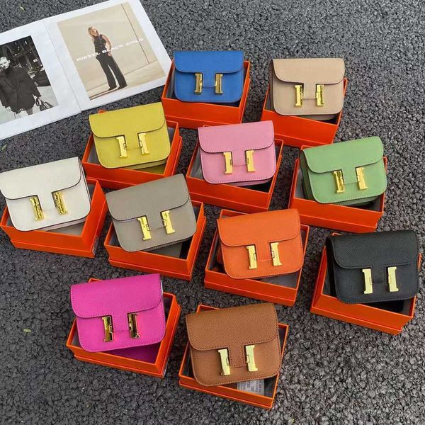 

designer handbag women's shoulder bag silver buckle mini kangkang bag with white thread design palm pattern cowhide lipstick waist cros