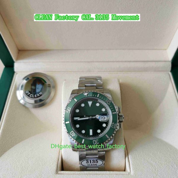 

clean factory mens watch cf perfect version 40mm 116610 116610lv green ceramic bezel 904l steel watches cal.3235 movement mechanical automat, Slivery;brown