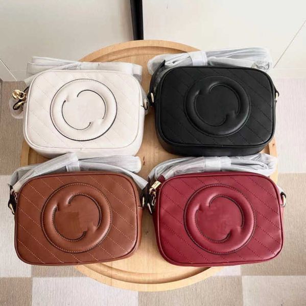 

designer factory direct sales 2023 new dual g camera single shoulder crossbody fashion versatile blondie leather small square bag