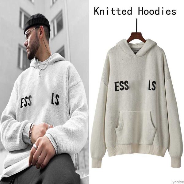 

23ss designer essentail hoodie sweater for men women knitted essentialhoodie sweaters casual sweatshirts pullover 66xq, Black