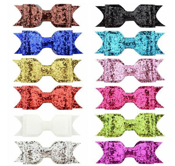 

new baby girls glitter barrettes children bow with hair alligator clips shining bowknot hairpins kids infants hair accessories hea5449435, Slivery;white