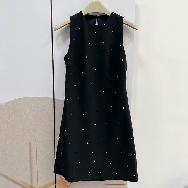 

designer dress french style women designer clothing sleeveless backless dress with diamond embedding new all star star star same black slim, Black;gray