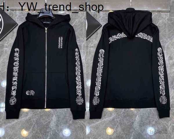 

2023mens hoodies designer chrome winter sweatshirts heart hoodie ch long sleeve zipper jacket loose coat hooded hoody men woman hip hop chro, Black