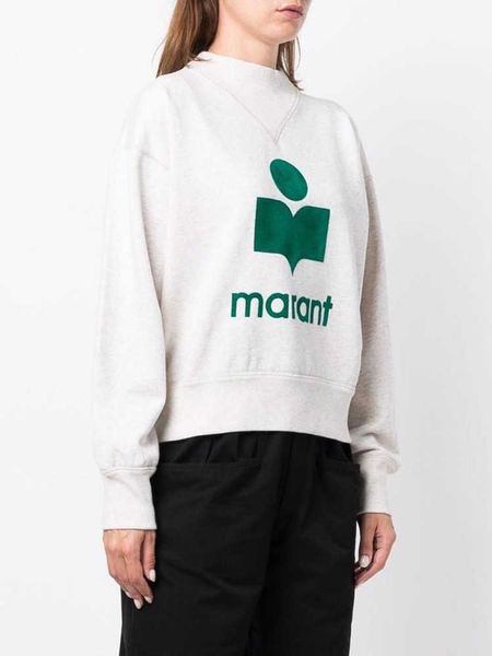 

isabel marant lu women hoodie designer pullover sweatshirt flocking print half high collar long sleeve loose terry sweater for fashion hoodi, Black