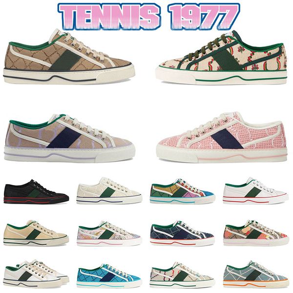 

designers 1977 sneaker canvas luxurys shoe beige blue washed jacquard denim women shoes ace rubber sole embroidered vintage casual sneakers, Black