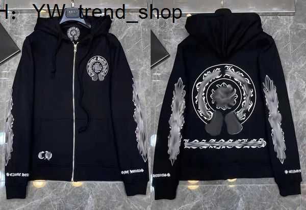 

2023mens hoodies designer chrome winter sweatshirts heart hoodie ch long sleeve zipper jacket loose coat hooded hoody men woman hip hop chro, Black