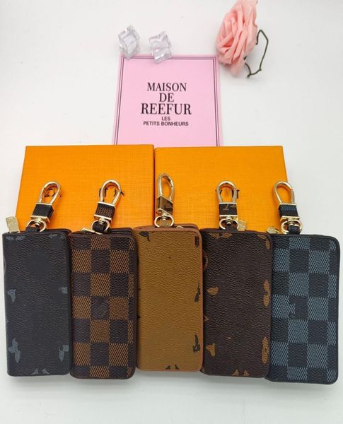 

bag keychains car keys holder key rings black plaid brown flower pu leather pendant keyrings charms for men women gifts fashion de1987452, Slivery;golden