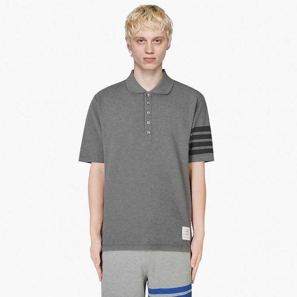 

trendy retro dark patterned four bar versatile short sleeved paul shirt for men and women's business light luxury lapel men's polo, Black;brown