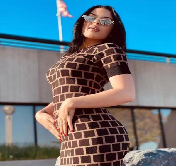 

women designer casual dresses classic knit dress fashion letter pattern summer short sleeve womens clothing5902564, Black;gray