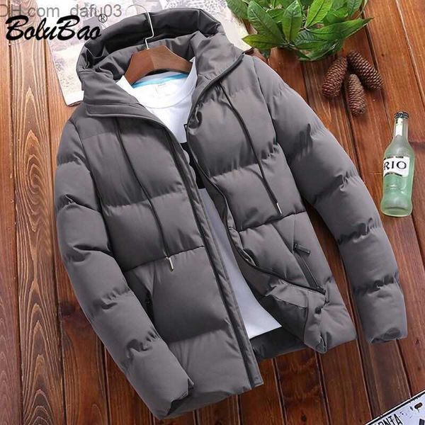 

men's down parkas mens down parkas bolubao cotton padded jacket autumn winter jackets casual clothing hooded thick warm outwear coat ma, Black