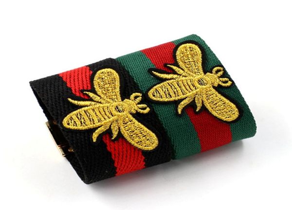 

whole new trendy pure cotton ribbon bees wide bracelet metal jewelry bracelet ladies women joker character sz0237982224, Black