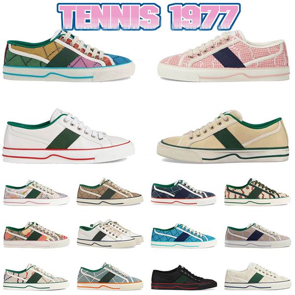 

2023 mew tennis 1977 canvas casual shoes luxurys designer womens shoe italy green and red web stripe rubber sole for stretch cotton low plat, Black