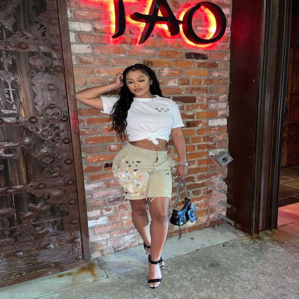 

designer summer shorts new women letter print high waist fashion casual shorts straight leg pants xs-2xxl, White;black