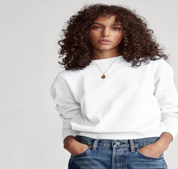 

new women's solid polo hoodies small horse embroidery cotton long sleeve o-neck pullover slim sweatshirts be white black size s-xl54820