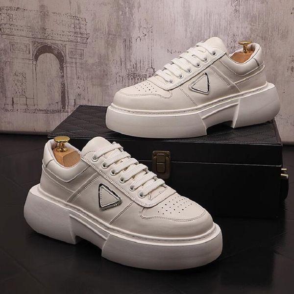 

men's korean casual shoes small white shoes korean version of the trend breathable leather shoes new youth daddy shoes 1aa25, Black