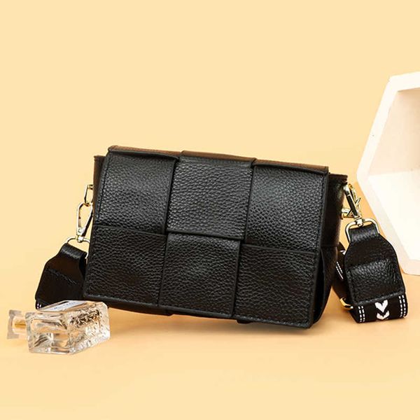 

women's bag fashion woven genuine leather shoulder bag luxury brand small messenger bag 2022 soft real cowhide handbag for women