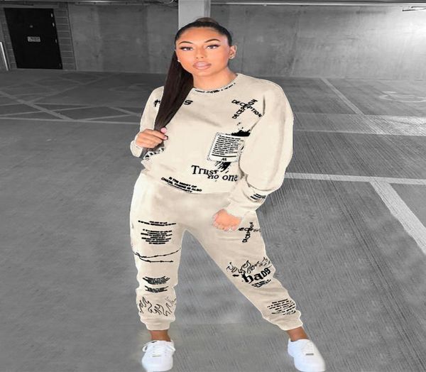 

graffiti streetwear tracksuits two 2 piece set womens tracksuit female white black and pants women matching sets outfits swea8990077, Gray