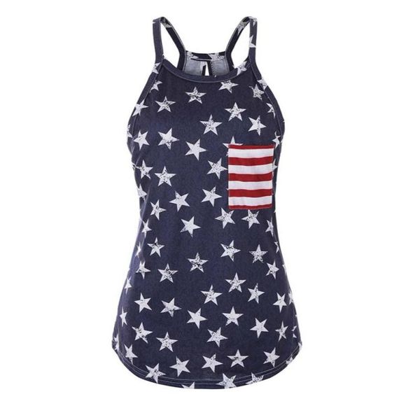 

summer style sleeveless american usa flag print stripes tank for women blouse vest shirt9185775, White