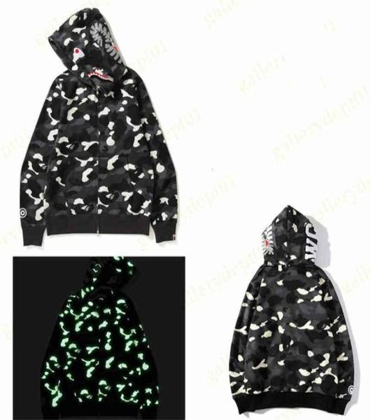 

sport shoodie mens designer hoodies womens zip up hoodys camouflage glow pure clothes cotton sweatshirts luminous printing oversized1741273, Black