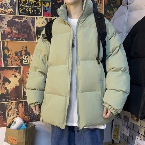 

men's down parkas mens down parkas domonstier solid color winter warm jackets parka men casual harajuku man loose zipper coats plus siz, Black