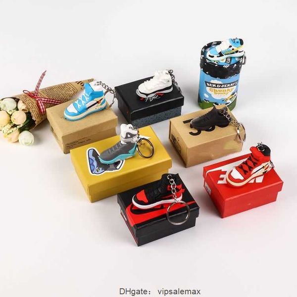 

fashion designer stereo sneakers keychain 3d mini basketball shoes key chain men women kids key ring bag pendant birthday party gift with bo, Silver