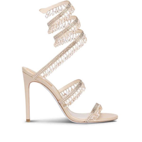 

sandals r caovilla wedding dress sandal women high heels shoes romantic lady chandelier nude stiletto sandals jewelry sandalies ankle strap, Black