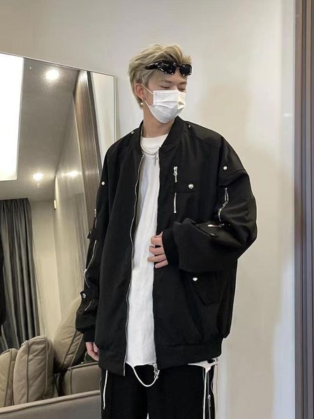 

men's jackets american retro men vibe multipocket functional baseball uniform pilot couple jacket loose coat 230726, Black;brown