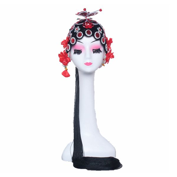 

performance costume accessories national art peking opera tsing yi hua dan stage headdress traditional cosplay head wear, Silver