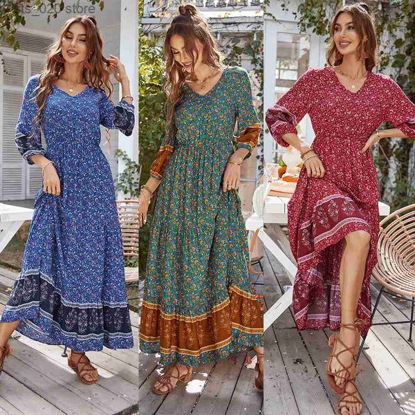 

basic casual dresses bohemian leisure holiday dress 2022 new line large swing skirt t230727, Black;gray