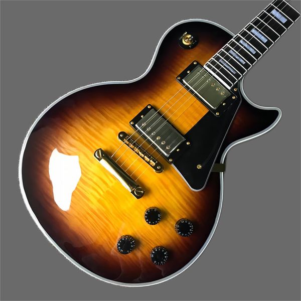 

electric guitar, rosewood fingerboard, flame maple tune-o-matic bridge,