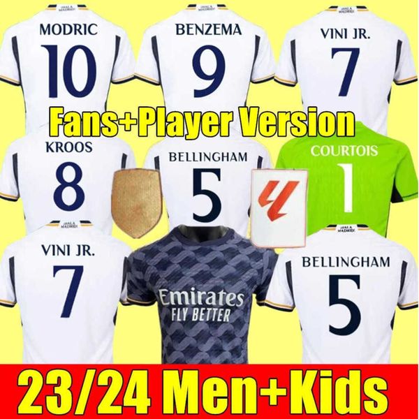 

bellingham vini jr soccer jerseys real tchouameni 23 24 football shirt joselu camavinga alaba rodrygo long sleeve camisetas men kids kit tid, White;black