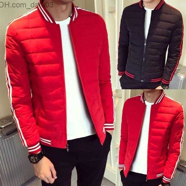 

men's down parkas men's down zogaa brand winter mens jacket and coats casual parka men warm clothes windbreaker cotton stripe puff, Black