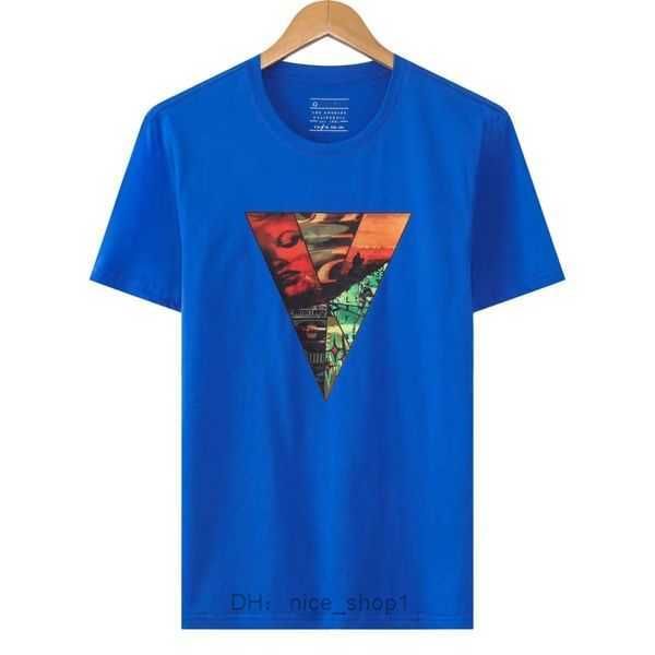 

guess t shirt ashion triangle letter question mark men clothes 23 summer breathable 100 cotton simple and versatile designer women mens shri, White;black