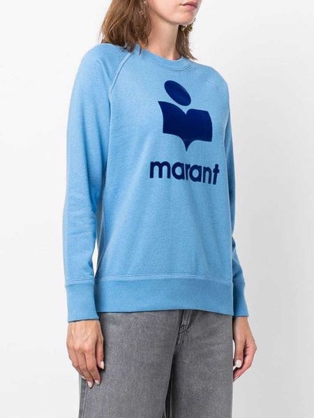

isabel marant designer sweatshirt fashion hoodie classic letter-printed terry cotton sweater women neck off white 5 lbts, Black