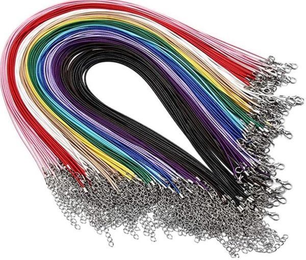

100pcslot 18inches black colorful adjustable braided bracelet for diy necklace leather cord bracelet jewelry making findings7718736, Golden;silver