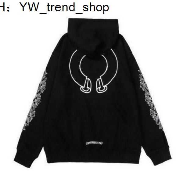 

2023mens hoodies designer chrome winter sweatshirts heart hoodie ch long sleeve zipper jacket loose coat hooded hoody men woman hip hop chro, Black