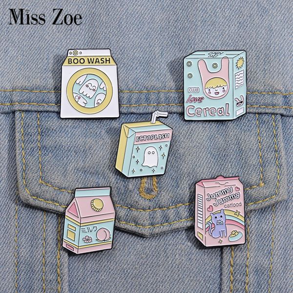 

boo wash ghost enamel pins custom cute cat peach milk carton brooches lapel badges cartoon cute animal jewelry gift for friends, Gray
