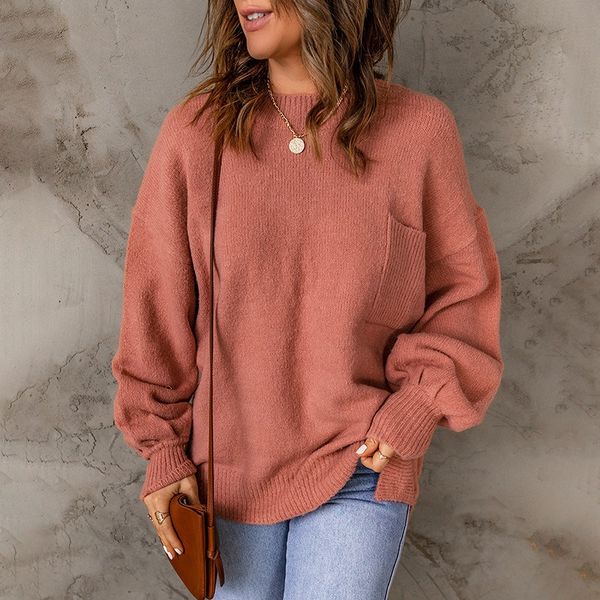 

women's sweaters round neck long sleeve solid sweater women amazon cross border new fall loose lazy women, White;black
