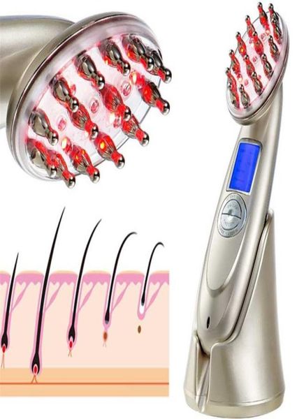 

rf laser hair growth massage comb anti loss therapy infrared red light ems massager care brush radio frequency 2112277327402, Silver