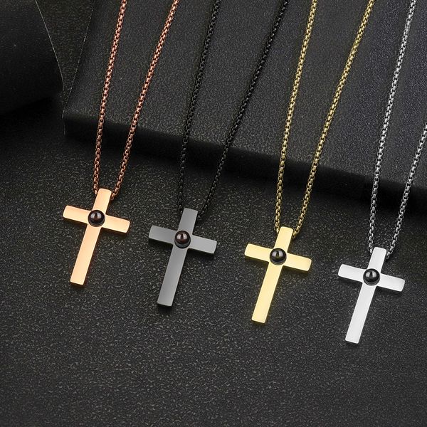 

pendant necklaces ethshine custom po projection necklace stainless steel for women men birthday christmas gift 230727, Silver