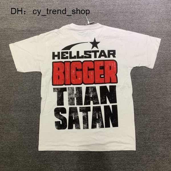 

hellstar studios bigger than satan short shirts plus size men t-shirts retro distressed heavy cotton man oversized t-shirt streetwear tee y, White;black