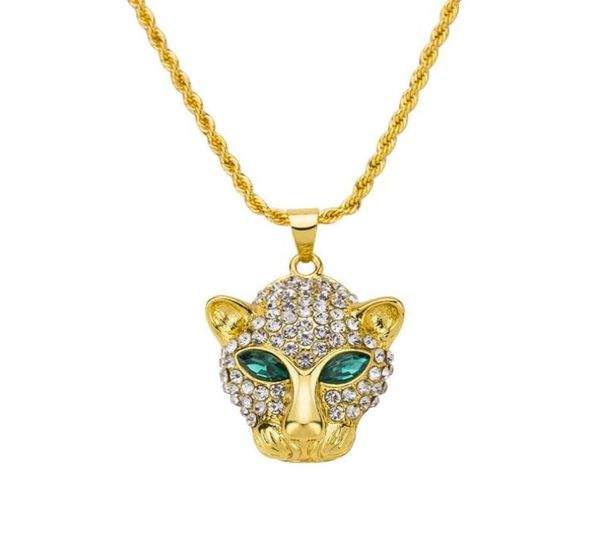 

fashion jewelry alloy cz leopard head crystal hip hop necklace good gift domineering necklace hip hop jewelry5910421, Silver